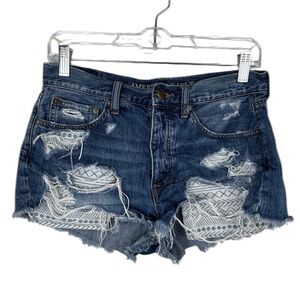 American Eagle Outfitters Vintage Hi Rise Festival Distressed Jean Shorts Size 6
